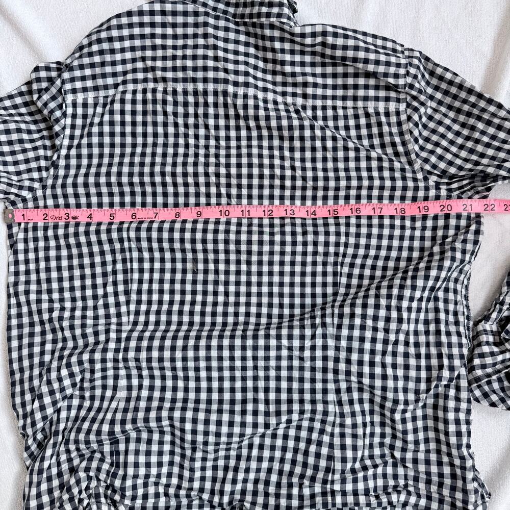 Talbots Navy & White Gingham Button Down Shirt‎ - 100% Cotton - Women's Size L - Picture 5 of 6